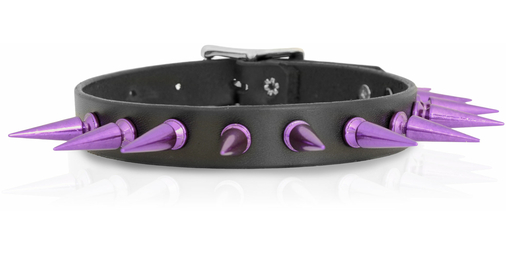 Handcrafted Purple Spiked Punk Rock Leather Choker.