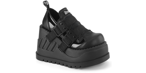SWING-105 Black Shiny Synthetic Leather Women's Gothic Ankle