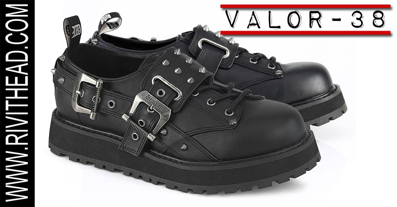 Demonia VALOR-38 Studded Oxford Platform Shoes for Men
