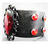 Red Black Filigree Leather Wristband alternate view