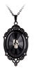 Black Filigree Pendant Cameo Necklace with Skull view 1