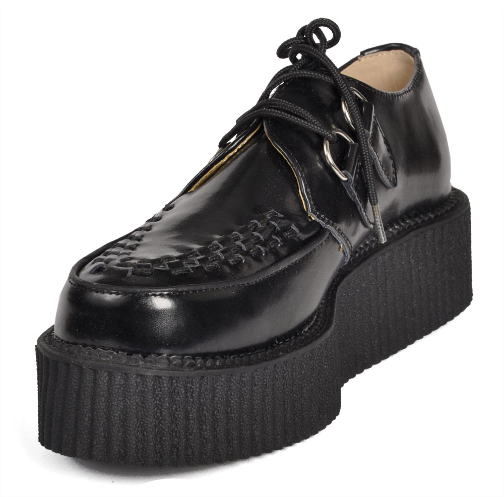 mens black leather creepers