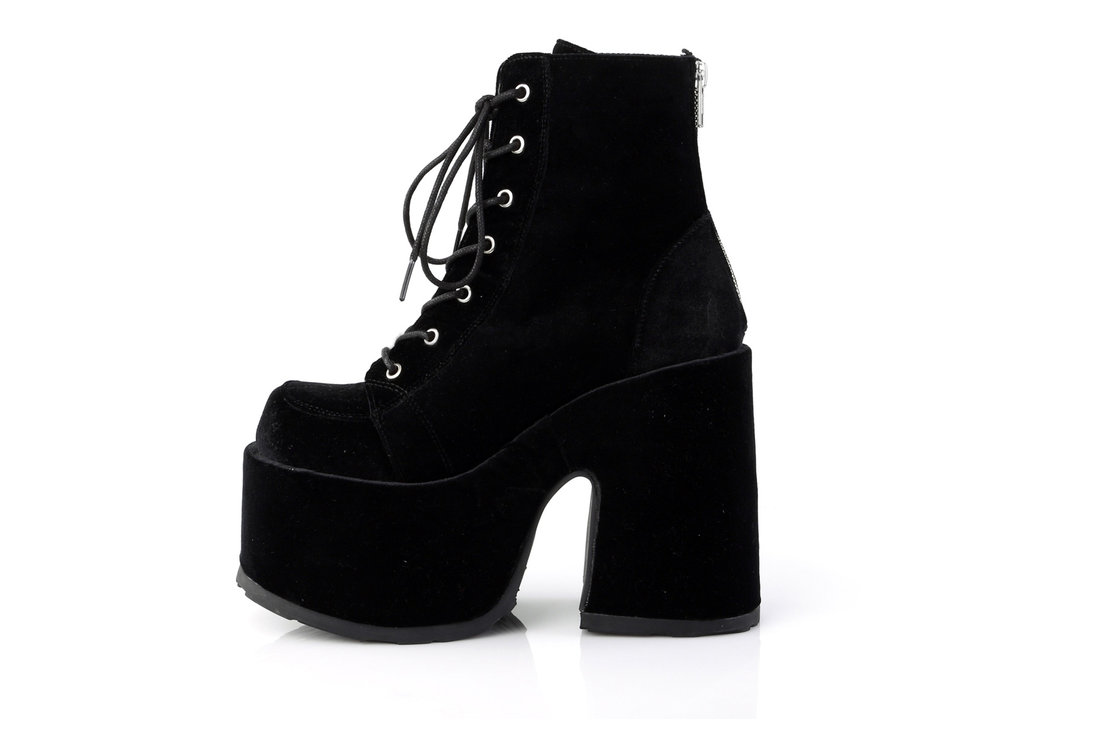 black velvet platform boots