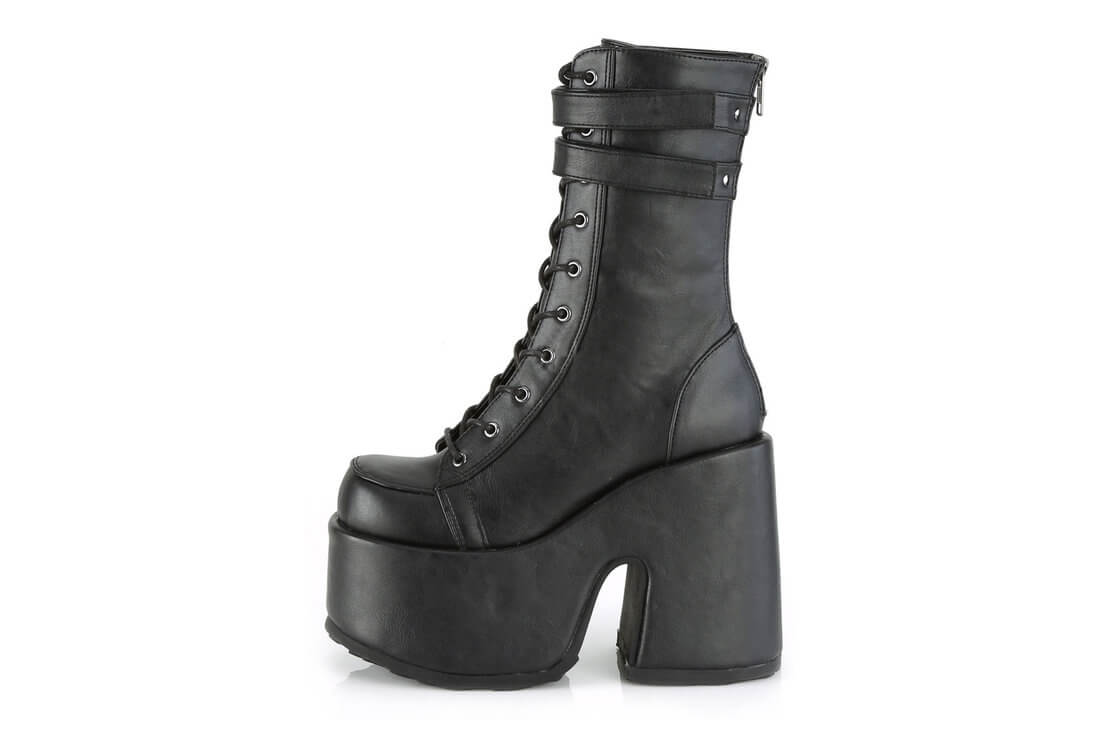 CAMEL-250 | Black Vegan Leather Platform Boots