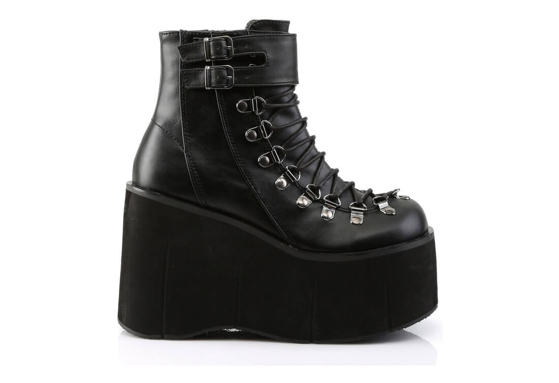 KERA-21 Black Vegan Leather Women's Platform Boots