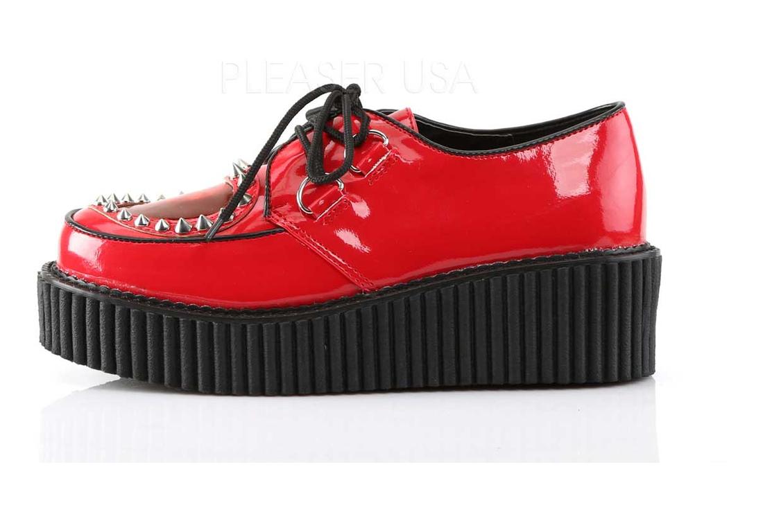 CREEPER-108 Red Patent Heart Creeper shoes