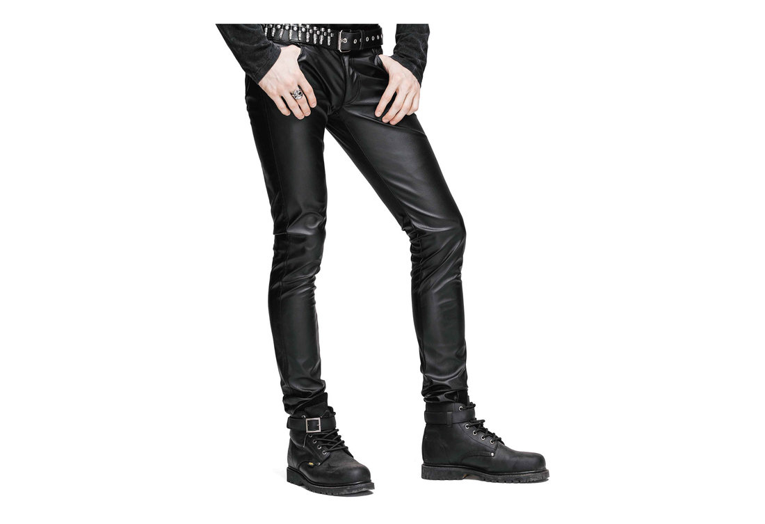 mens black leather pants