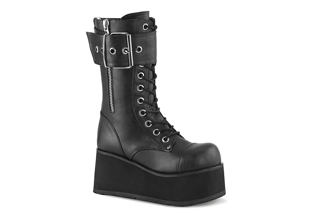 black buckle platform boots