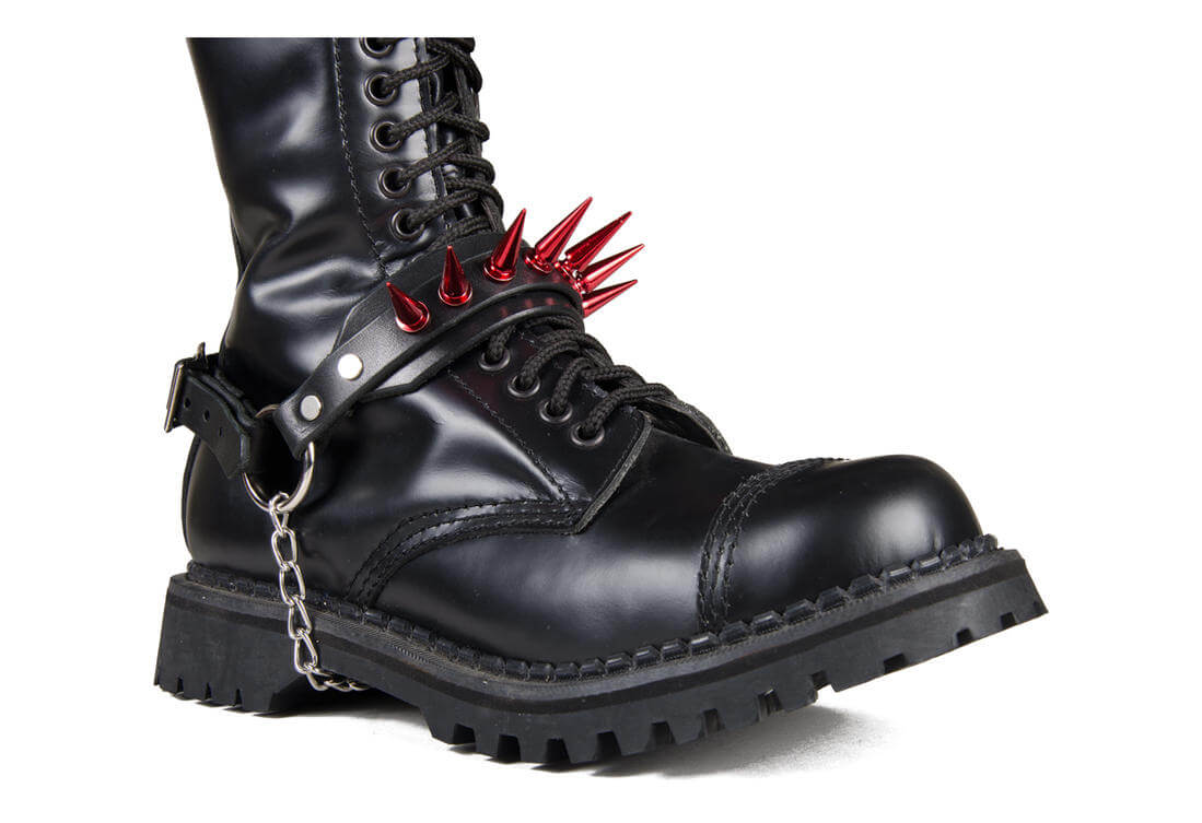 Red Spiked Boot Harness Strap