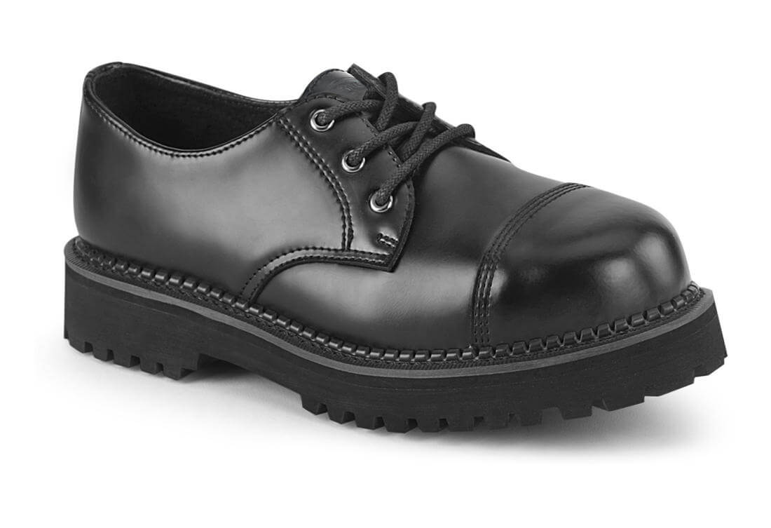 RIOT-03 Black Leather Steel Toe Men's 