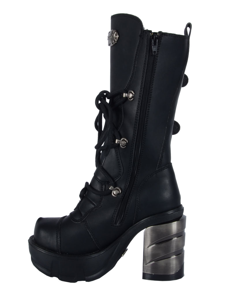 SINISTER-203 Plaform Boots with Chromed Heel