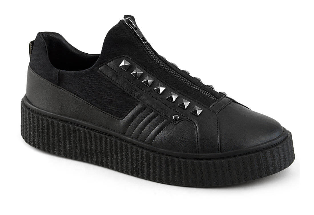 Black zipper creeper sneakers | SNEEKER-125