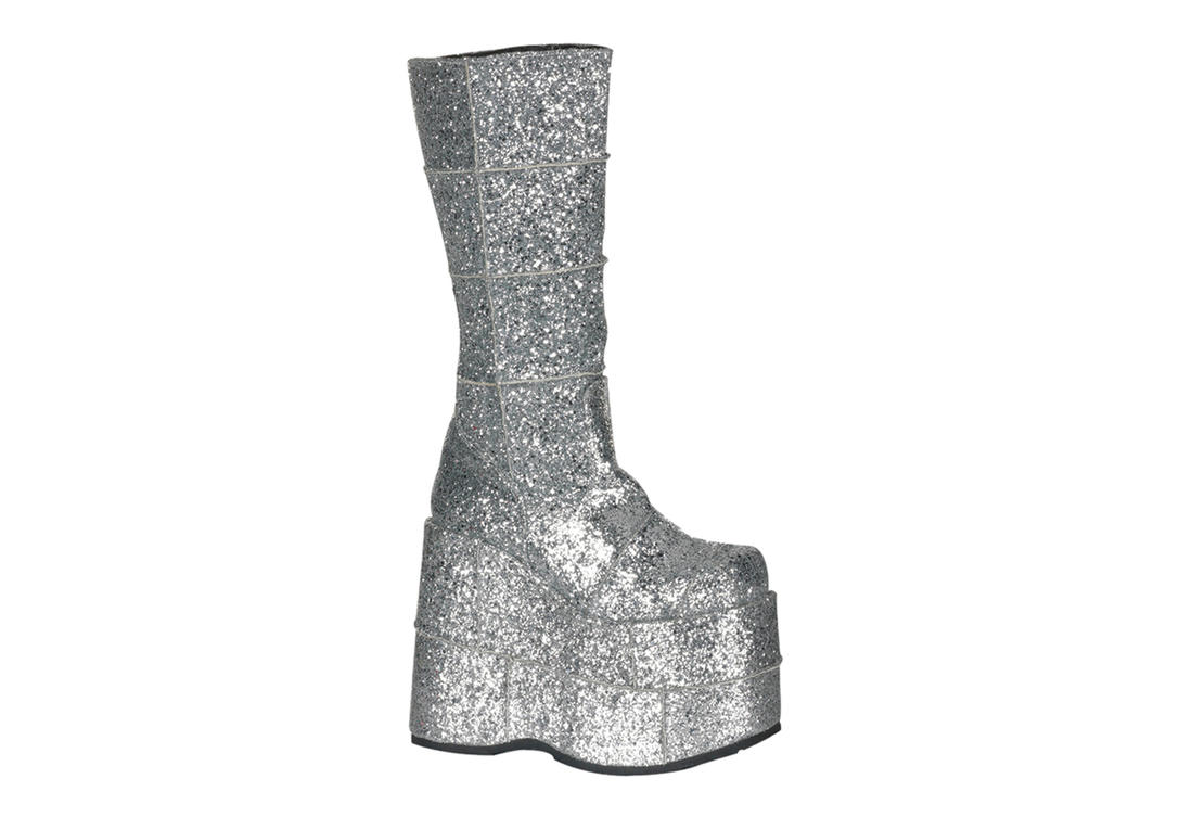 silver glitter boots