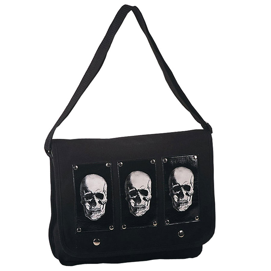 black skull messenger bag