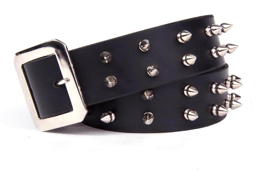 Two Row Spike Leather Belt