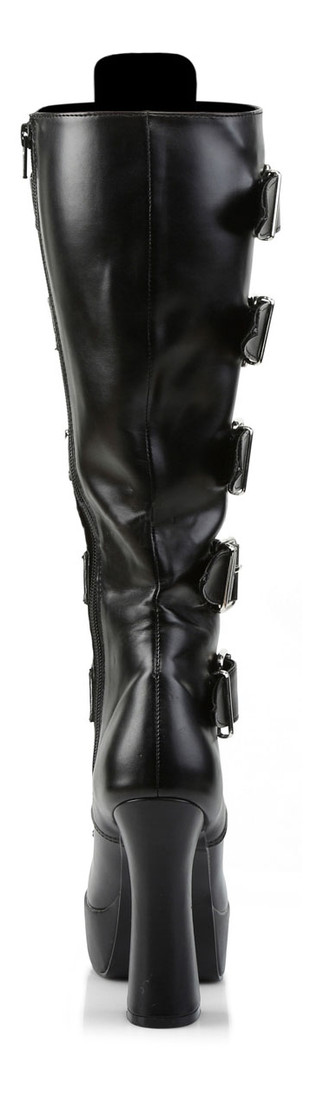 Electra-2042 Black Platform Boots with Buckles & Zipper