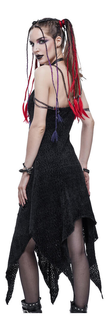 Katrina Dress - Gothic Black Dress with Red eyelets and Chains Katrina Dress - Gothic Black Dress with Red eyelets and Chains