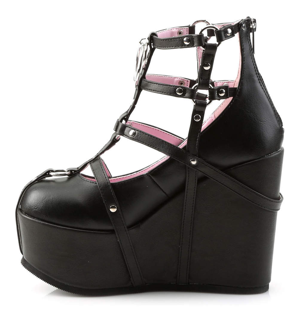 靴 demonia opium swag POISON-25 Wedge Platform Bootie | Gothic Cage Boots