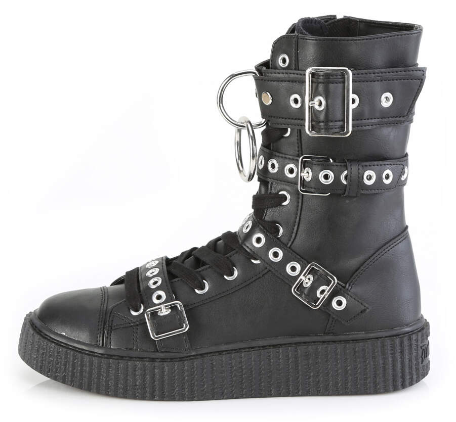 SNEEKER-320 Mid-Calf Creeper Sneaker Boots in Black