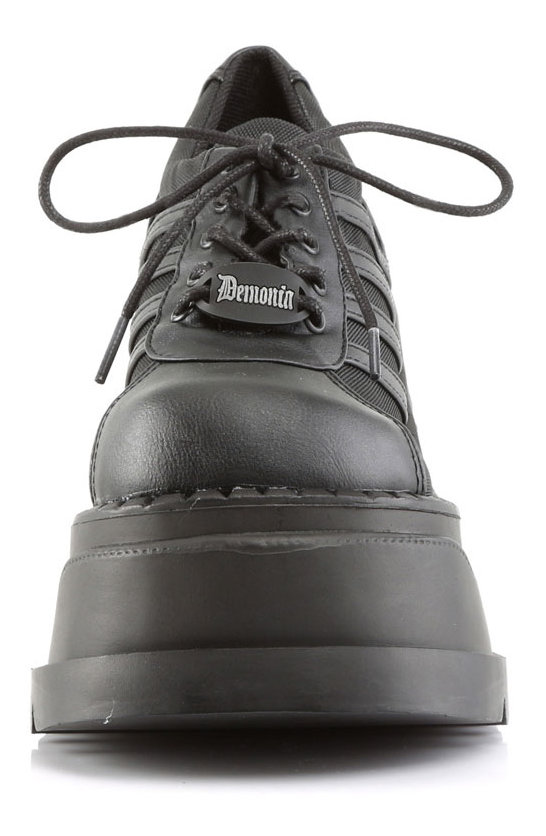 STOMP-08 Black Platform Shoes by Demonia | 4¾ Inch Heel