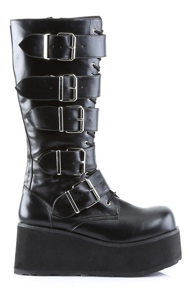 Trashville-518 Black PU Platform Boots for Alternative Fashion display picture 3