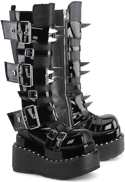 BEAR-215 Black Spiked Women's Platform Gothic Boots