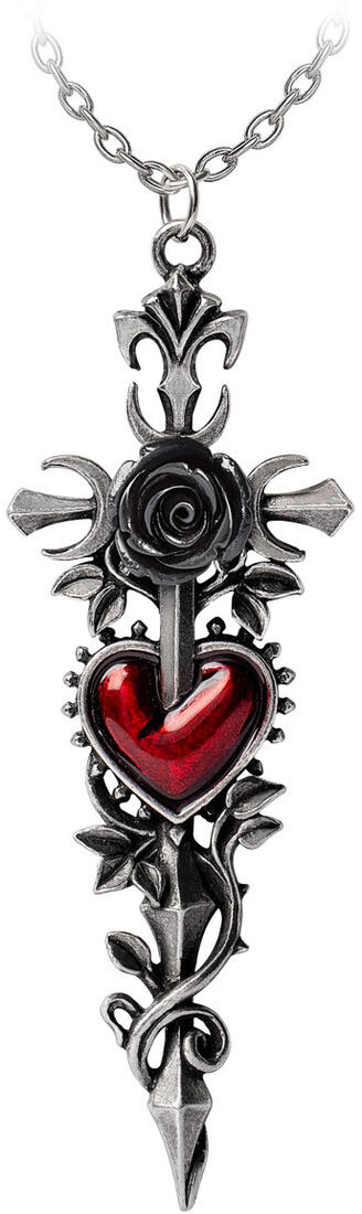 Alchemy Gothic – Cross of the Dark Kiss Pendant Necklace