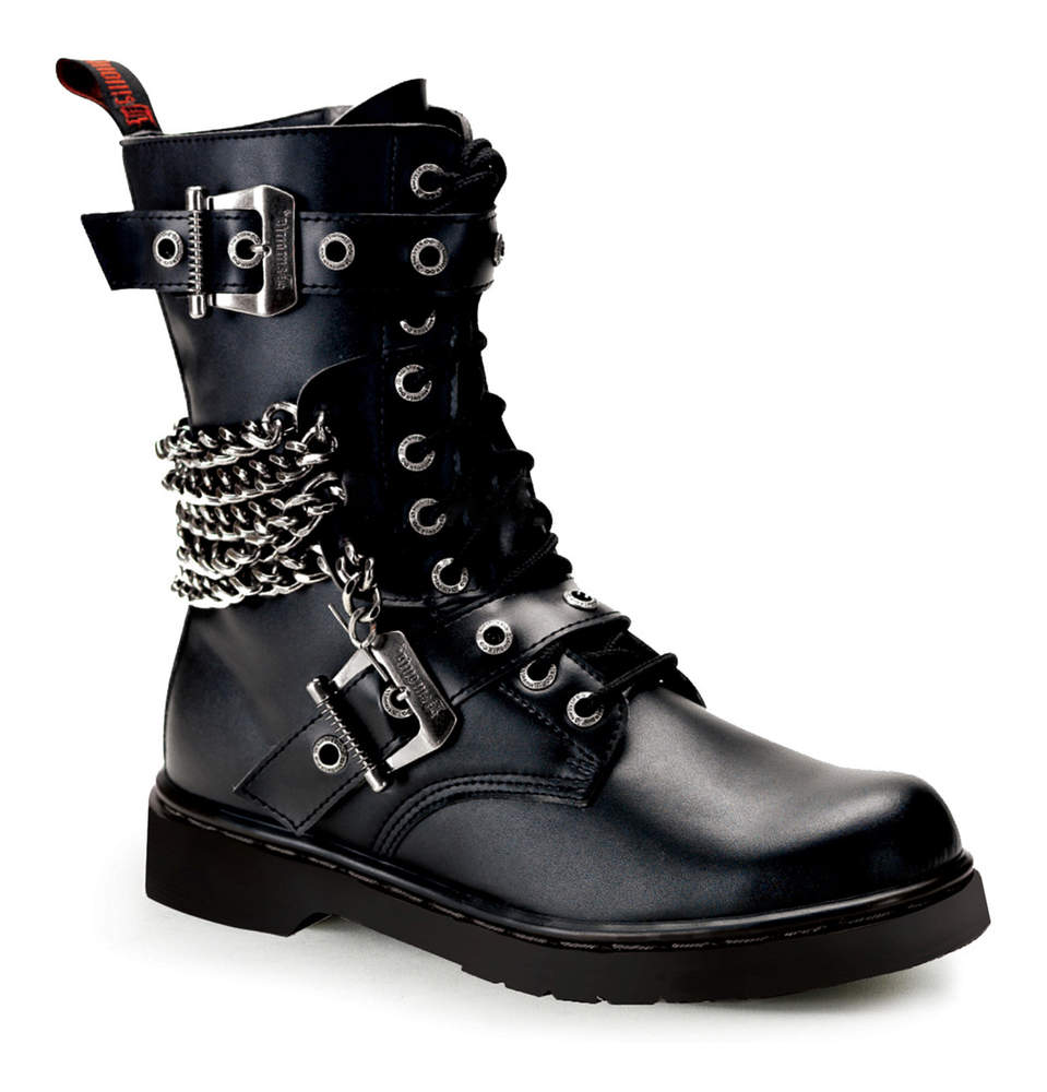 DEFIANT-204 Black Gothic Combat Boots by Demonia