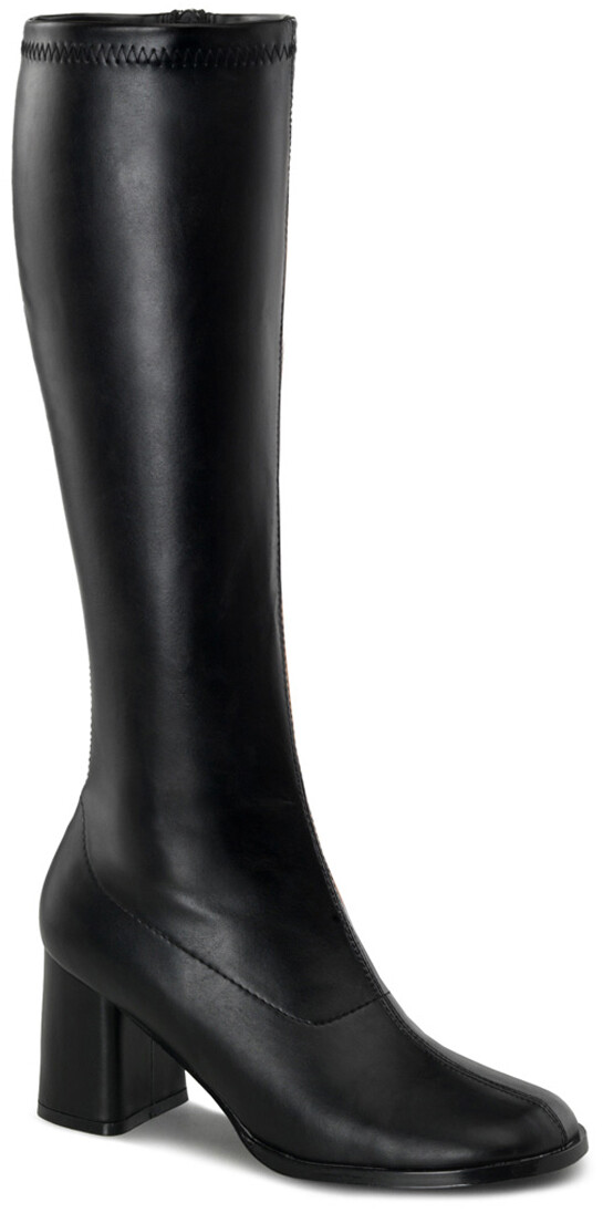 GOGO-300 Black Knee-High GoGo Boots with 3 Inch Heel