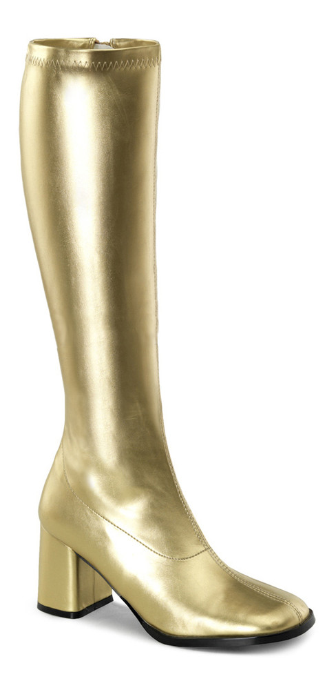 GOGO-300 Gold PU Knee-High Go-Go Boots | Rivithead