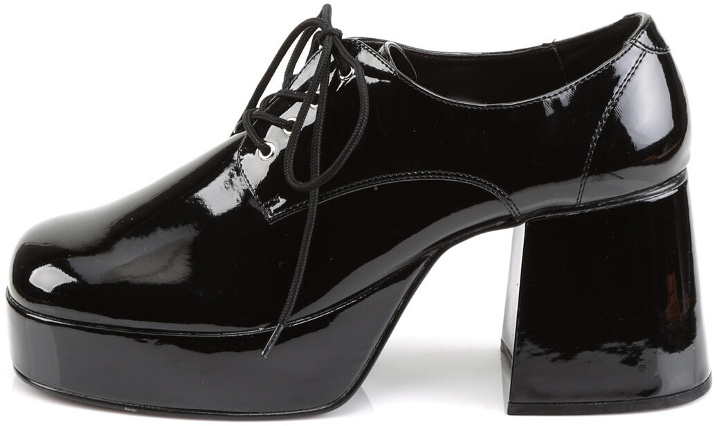 JAZZ-02 Black Patent Disco Style Heel Shoes for Men display picture 1