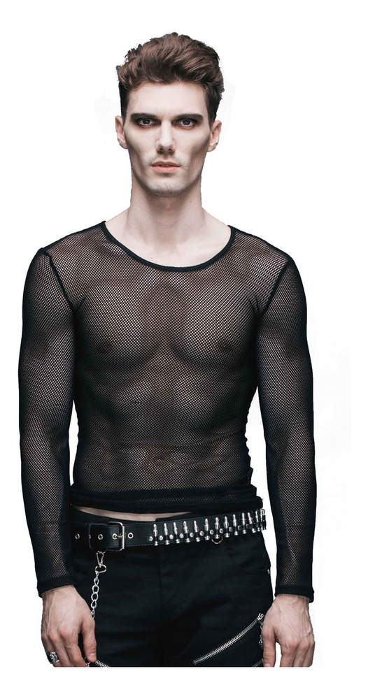 Lucien Men's Long Sleeve Mesh Shirt - Bold Black Style