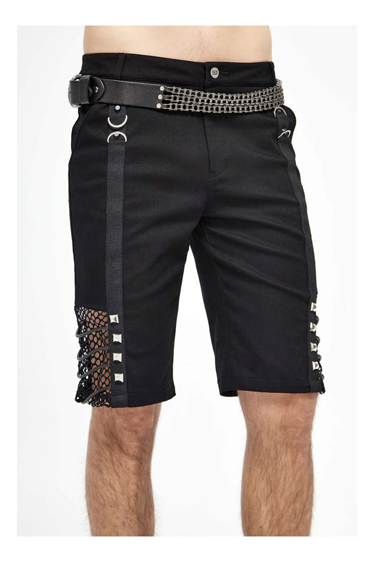 Night Fiend Men's Shorts with Studs and Mesh Details