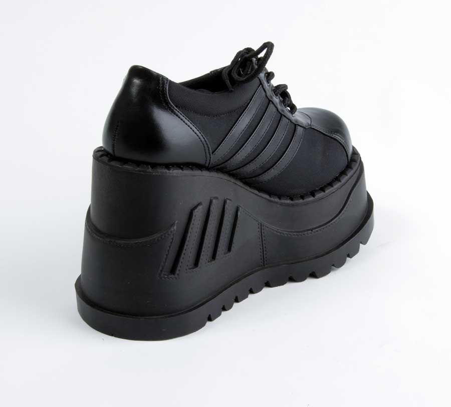 STOMP-08 Black Platform Shoes by Demonia | 4¾ Inch Heel