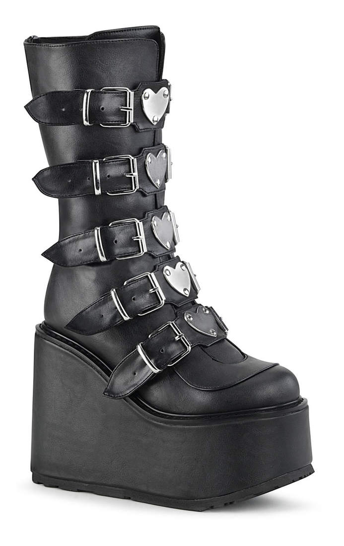 Demonia Boots with Silver Buckles Demonia Fury 06 Ladies Goth Punk Witchy Ankle Silver Skull  main image 2