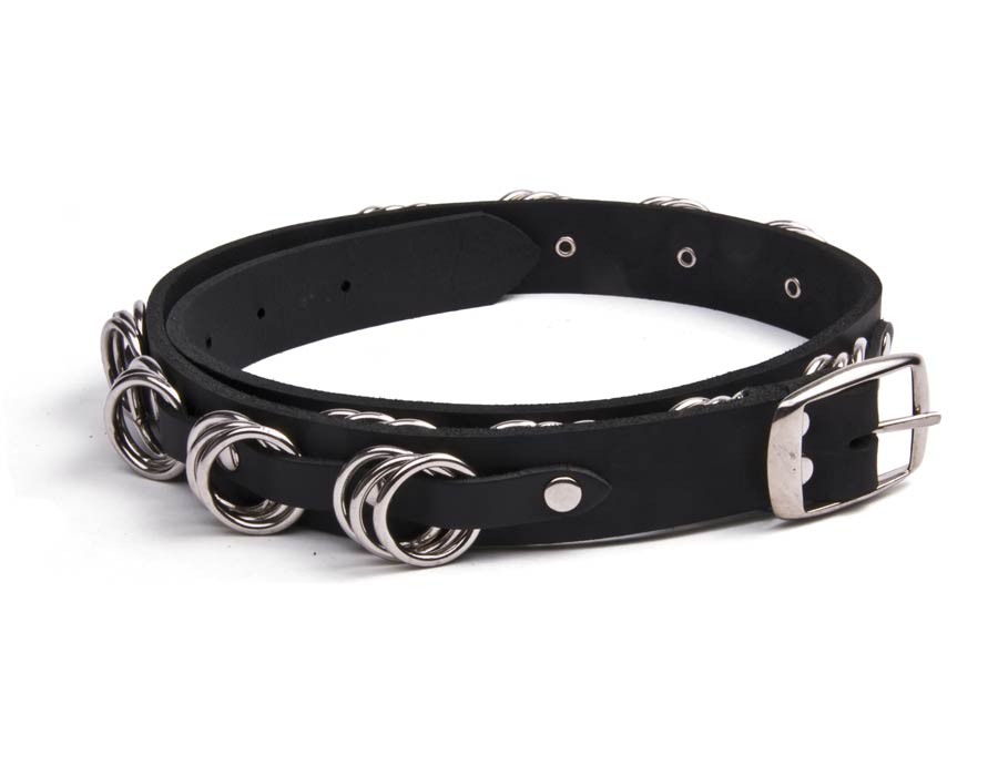 Grouped Ring Belt - Genuine Leather Belt with Metal Rings display picture 1