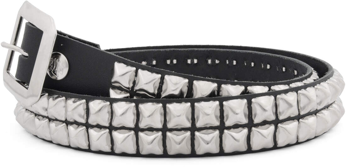 Two Row Pyramid Studded Belt with Removable Buckle
